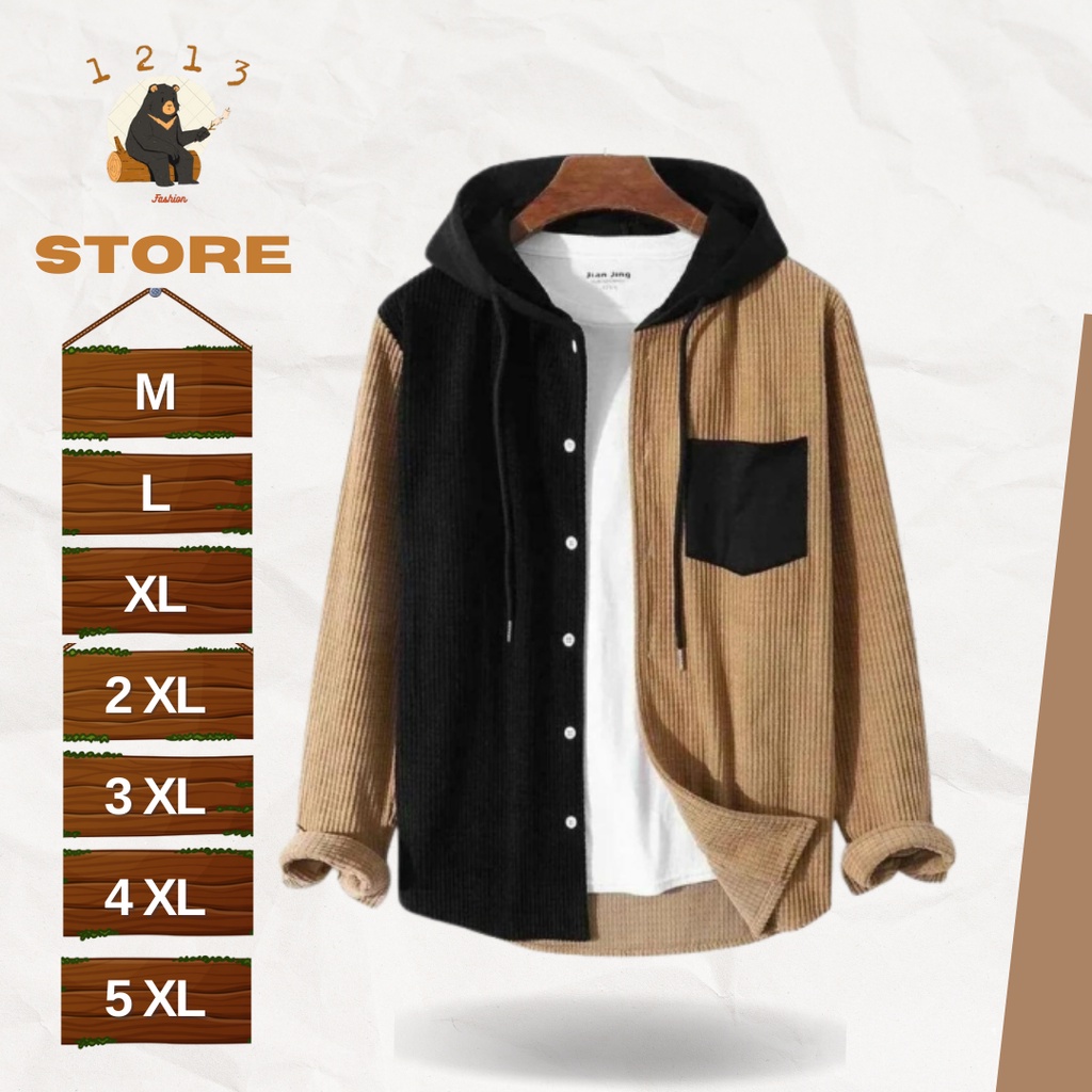 Kemeja Corduroy Hitam Cokelat