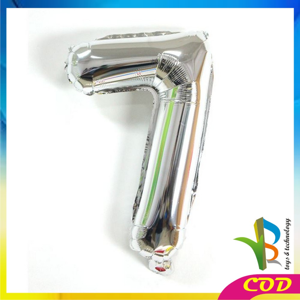 RB-C390 Ballon Foil Abjad Alphabet Polos Silver A-Z Balon Foil Angka 0-9 / Balon Foil Huruf Abjad Alphabet Angka Polos / Baloon Huruf Dan Angka Perlengkapan Ulang Tahun