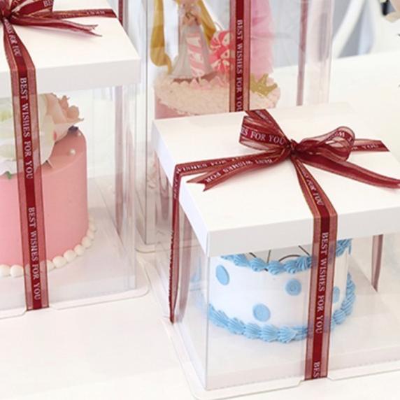 

Korean Square Mica Tall Box/Transparent Tall Box/Transparent Cake Box - 26x26x45cm
