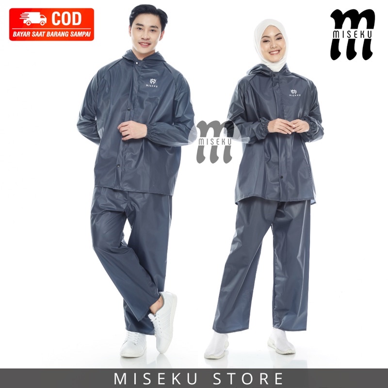 JAS HUJAN, RAINCOAT Pria Wanita Terbaik By MISEKU Anti Rembes NAVY