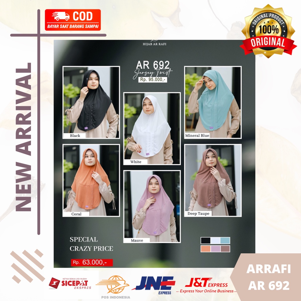 ARRAFI Jilbab hijab kerudung bergo instan Arrafi AR 692 terbaru krudung hijab instant cantik Arafi O