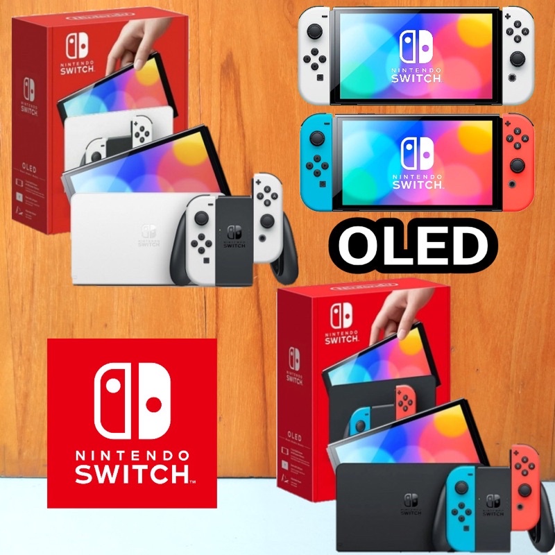 Nintendo Switch OLED Console White Putih Neon Merah Biru Nitendo Switch Oled Konsol Nintendoswitch Game Games permainan sewich swich