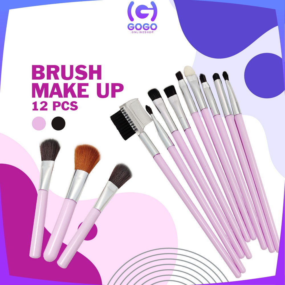 GOGO-K103 Brush Make Up Set Isi 12PCS Portable Kit / Kuas Make Up Lengkap Wanita / Kuas Kosmetik Foundation Blush On Makeup Tools