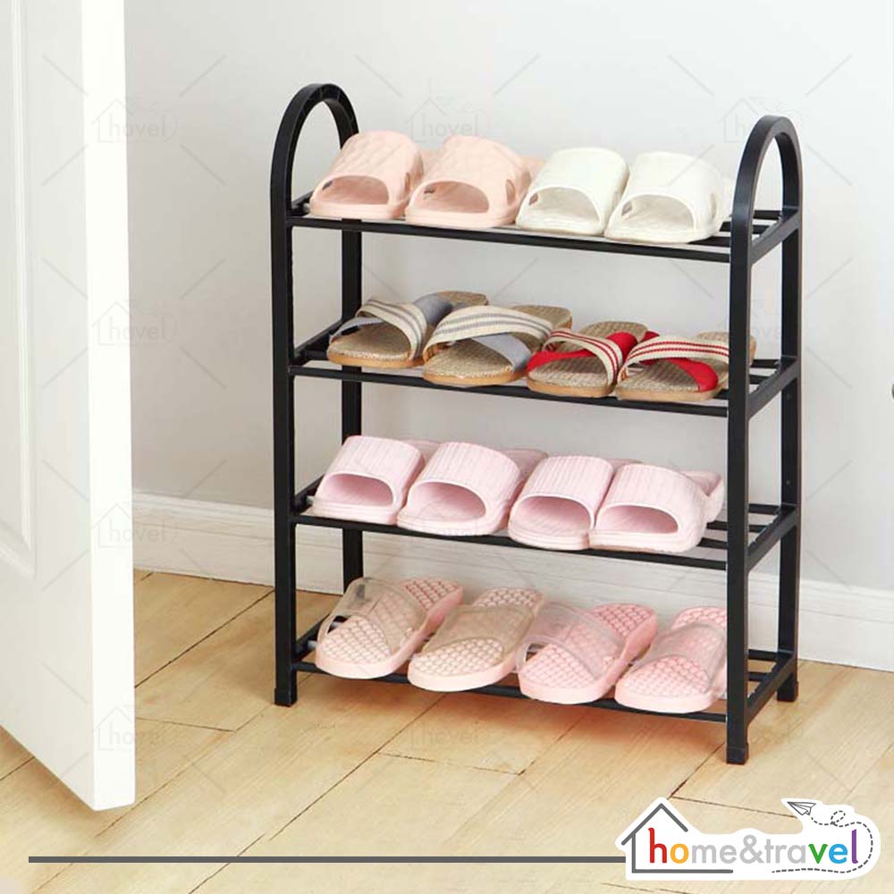 HOVELSHOP Rak Sepatu Plastik 4 Tingkat Penyimpanan Sandal Organizer Shoe Rack Portable