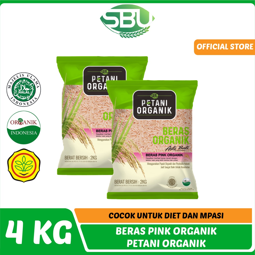 

Petani Organic Rice Beras Organik Beras Pink (Pink Rice) paket 2 x 2kg