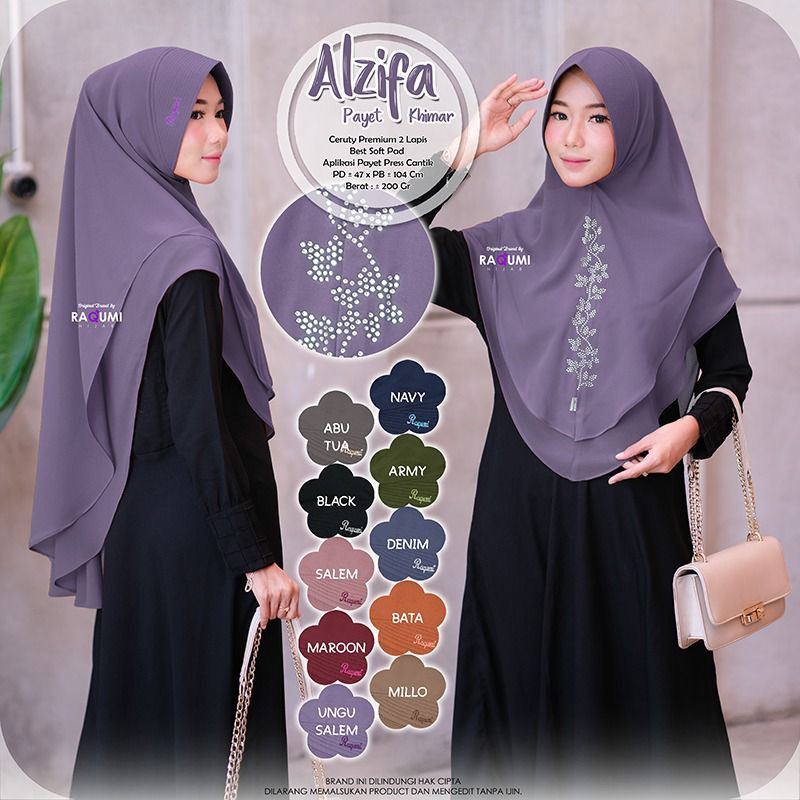 Alzifa Khimar Payet ori Raqumi