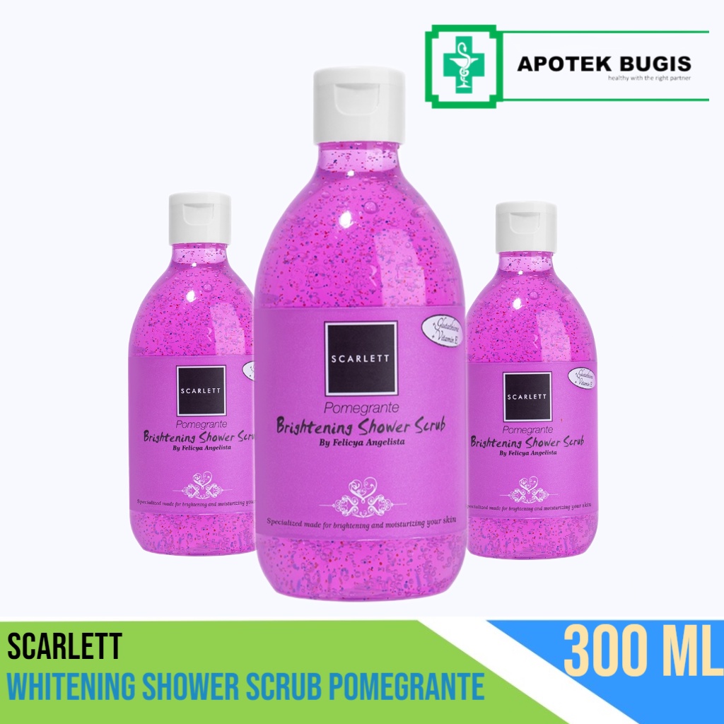 Scarlett Whitening Shower Scrub Pomegrante 300 ml Lulur Mandi Pemutih