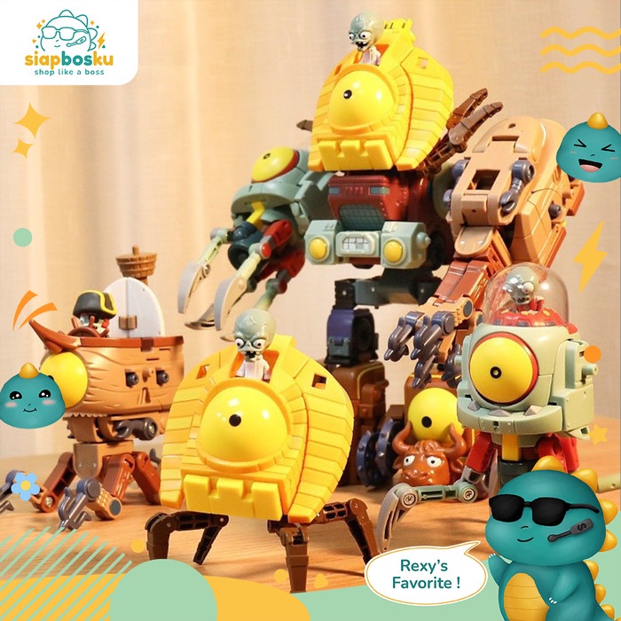 ROBOT MAINAN ANAK PLANT VS ZOMBIE ACTION FIGURE 5 IN 1 - 5 IN 1 FIGURE