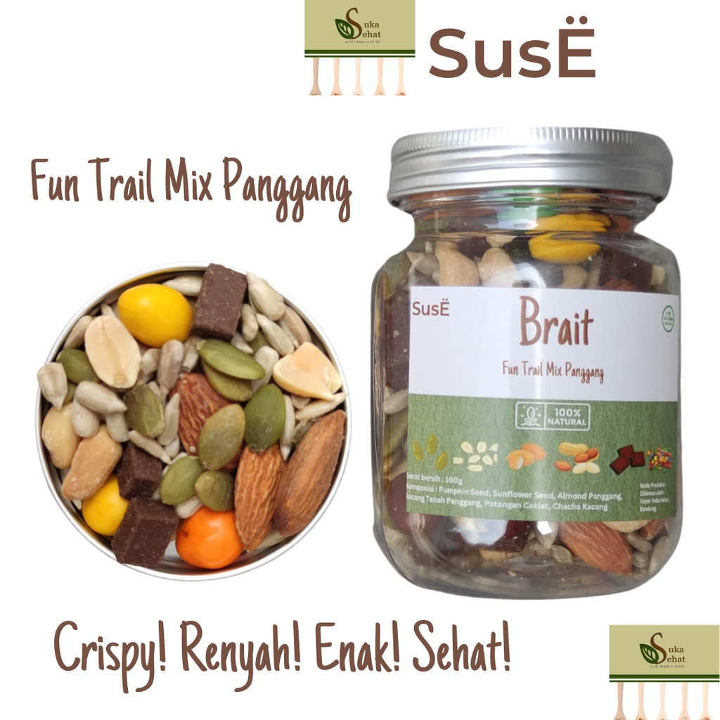 

SUSE BRAIT JAR FUN TRAIL MIX ROASTED CEMILAN PREMIUM SNACK GRANOLA MUESLI PANGGANG SARAPAN DIET ENAK