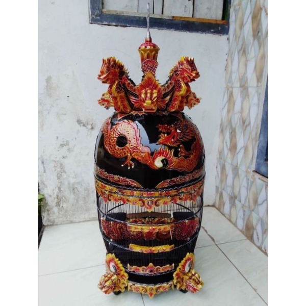 sangkar perkutut motif naga barong