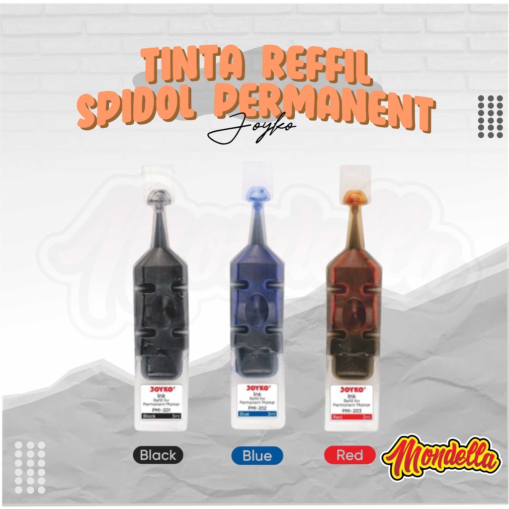 

Tinta Refill Spidol Permanen JOYKO PMI-201-202-203 Permanent Ink Tinta Permanent Berkualitas MONDELLA