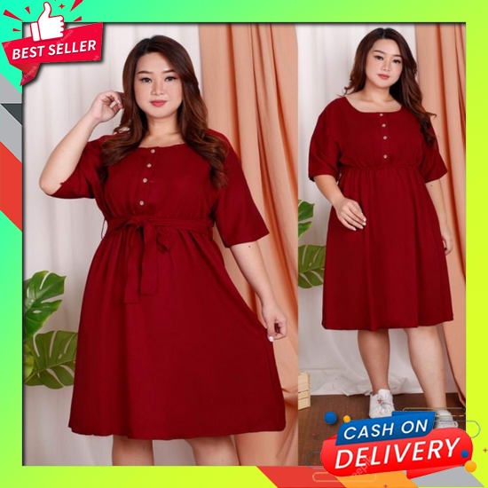 Midi Dress Wanita Korea Casual Premium High Quality Pesta Katun Wedding Natal Andin Long Style Party