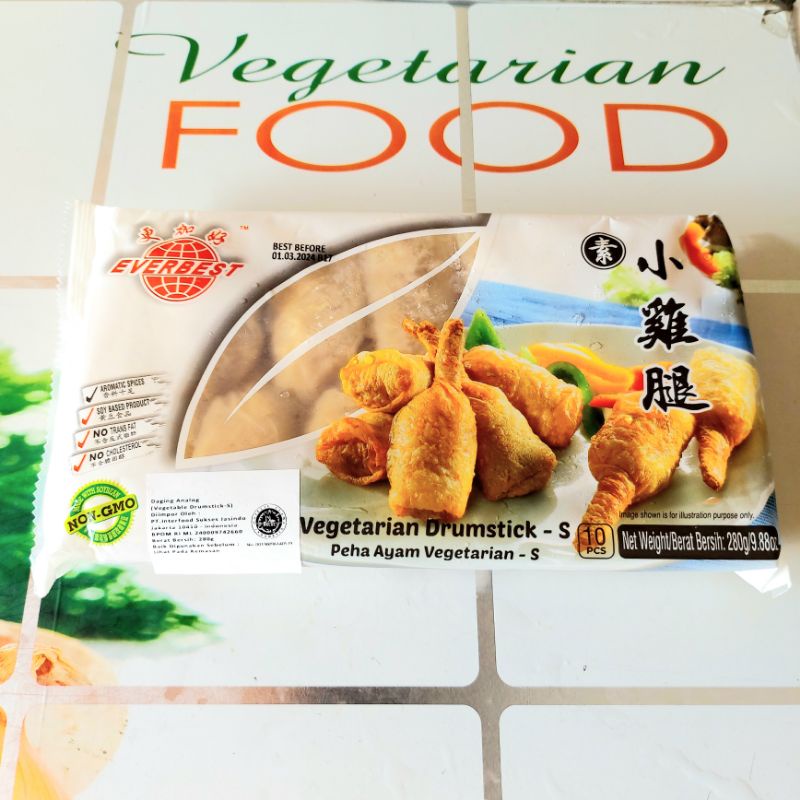 

VEGETARIAN DRUMSTICK-S, PEHA AYAM VEGETARIAN S, 280g, ISI 10 PCS, ( FROZEN FOOD), HALAL, VEGAN, EVERBEST