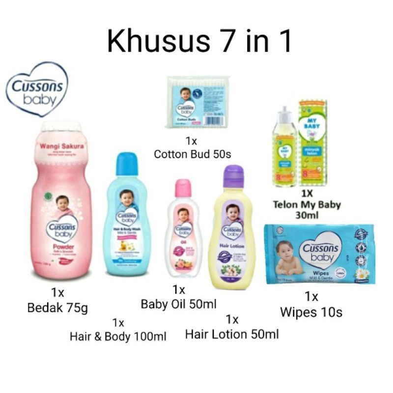 7 in 1 | 6 in 1 Cussons Baby Basic Pack + Telon, Cussons Gift Bag Medium, Gift Set Bayi, Kado Bayi, Medium Bag