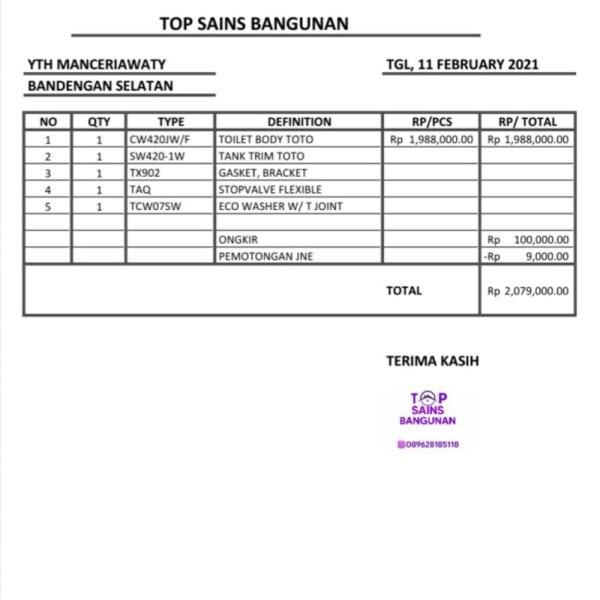 

Promo suku cadang NOTA BELANJAAN IBU MANCERIAWATY 26SZ2 Limited
