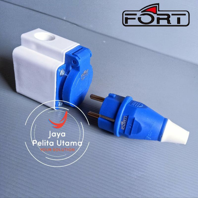 Panel socket 112 + industrial plug 012 ip44 2pole 16a 250vac fort