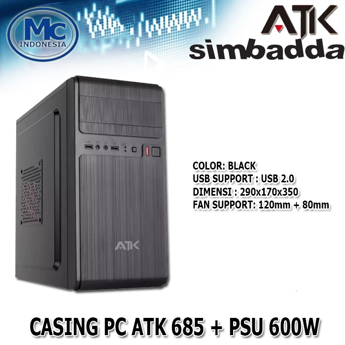 CASING CPU SIMBADDA ATK 680/685 + PSU 600W