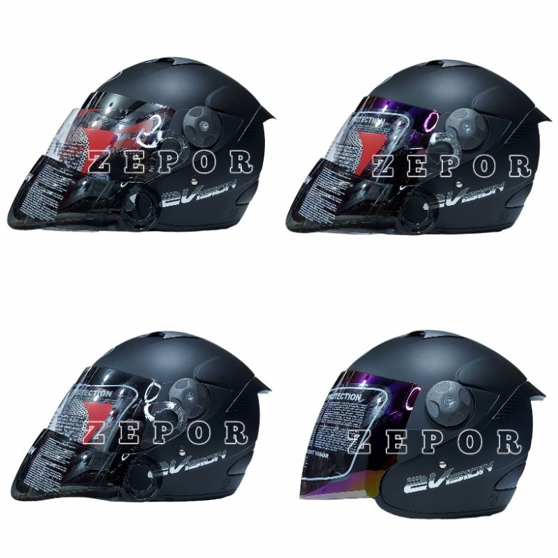 Helm KYT 2 VISION Solid Hitam Doff SNI DOT Paket Ganteng