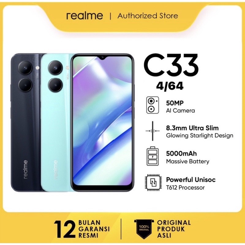 REALME C33 RAM 4/64 DAM RAM 4/128 gb 100% BARU DAN BERGARANSI RESMI