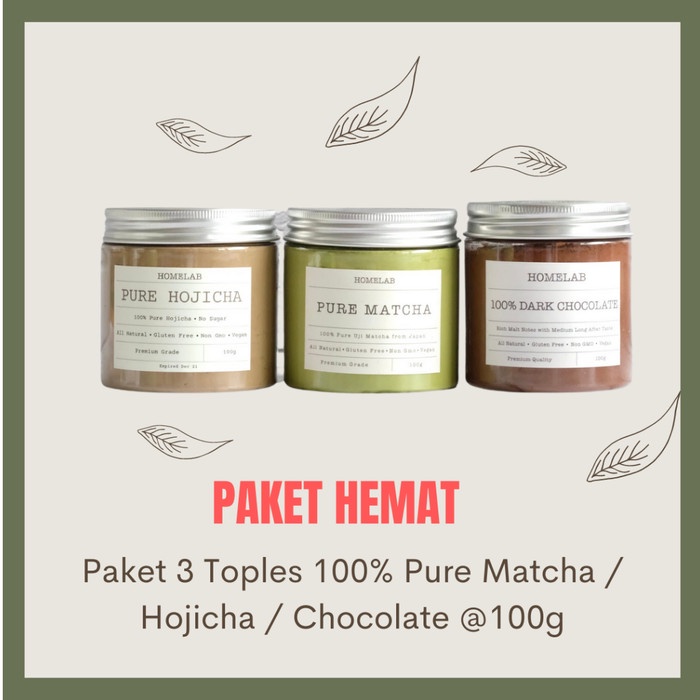 

TERBARU Paket 100% Pure Uji Matcha, 100% Pure Hojicha & 100% Dark Chocolate /TEH DIET/TEH