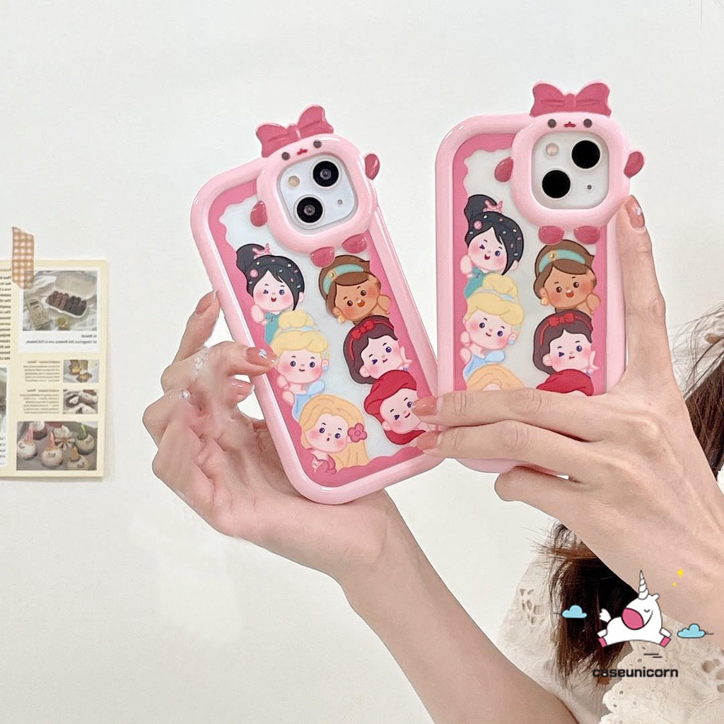 Casing Princess Disney Lucu Manis Realme C12 C33 C15 C31 C21Y 5 6i 9i 5s 5 7i 8i 8 9 7 8pro 9pro+ C30 C25 C25Y C11 C25s C35 C21 C2 C1 C1 C3 C17 Kartun 3D Bow Little Monster Lensa Sarung Cover Sarung