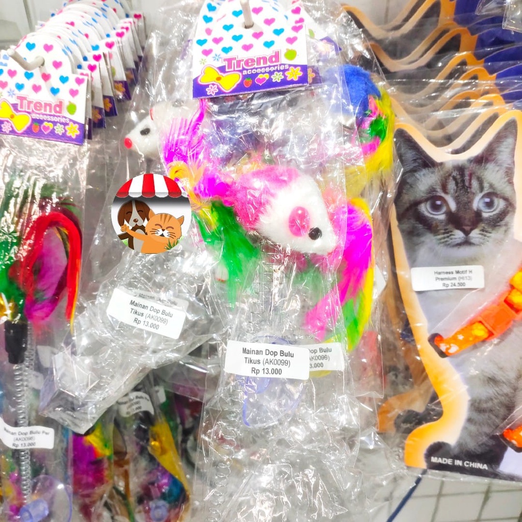 Mainan Kucing Dop Bulu Tikus Per Cat Toy Bulu - Pet Toy Stick Goyang