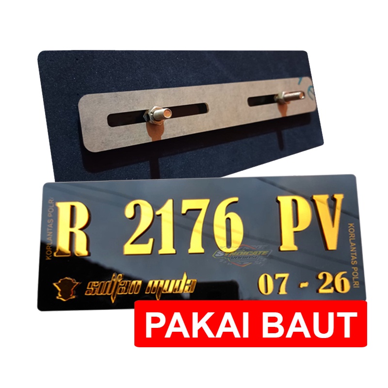Plat Motor Timbul Gold Baut