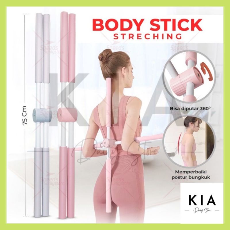 Tongkat Yoga Stick Alat Olahraga Body Pilates Alat Penegak Punggung Tubuh