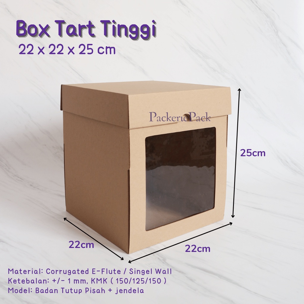 

( 5Pcs ) KOTAK BOX DUS KUE TART TINGGI 22 x 22 x 25 / TART 22X22X25