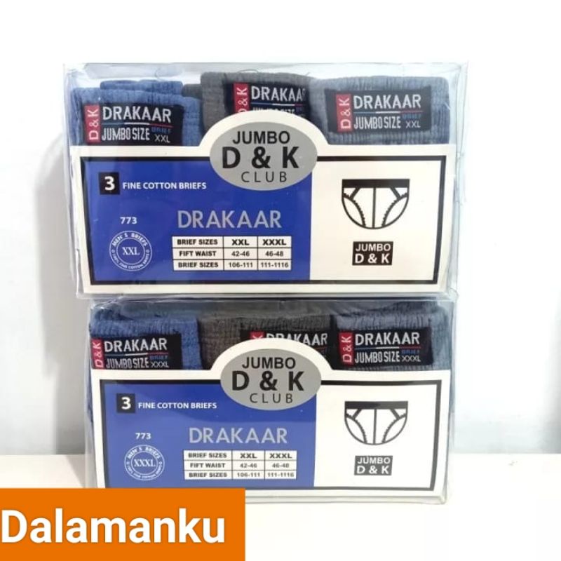 DRAKAAR Celana dalam Pria JUMBO 773 XXL -XXXL Sekotak Isi 3Pcs Original