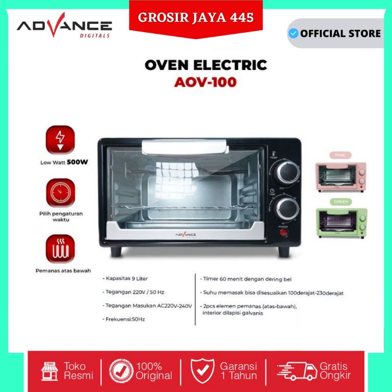 Advance Electric Oven (Oven Listrik ) AOV-100 Kapasitas 9L Garansi Resmi Advance 1 Tahun