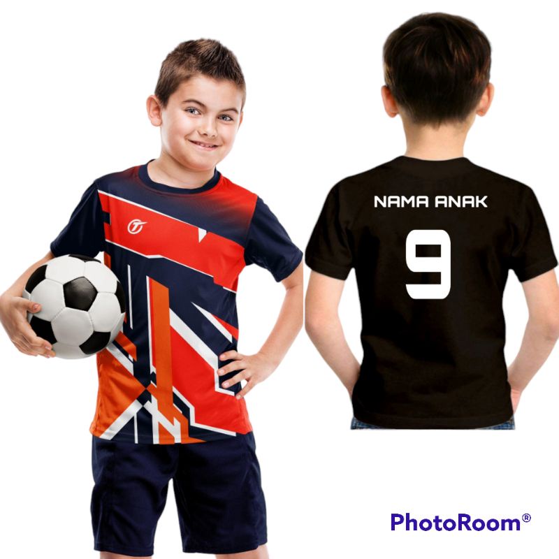 KAOS BOLA ANAK PAKE NAMA DAN NOMOR/JERSEY BOLA ANAK SABLON NAMA DAN NOMOR