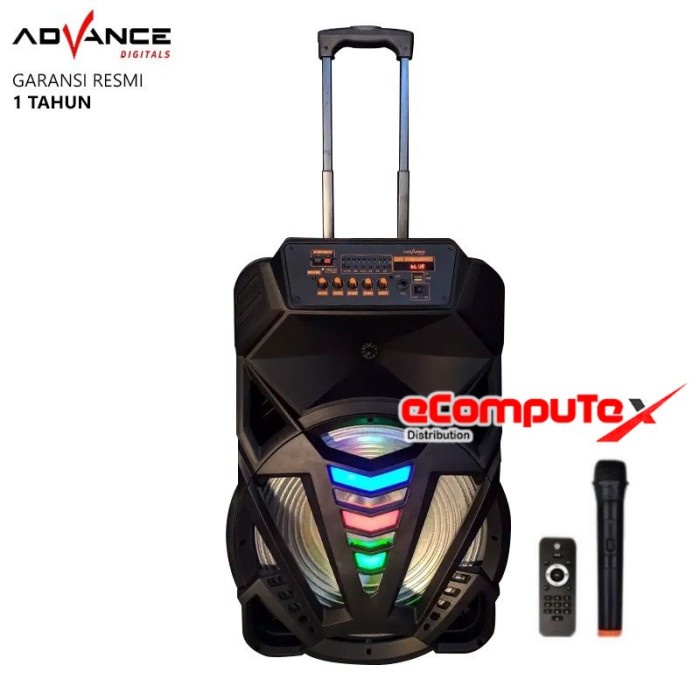 SPEAKER ADVANCE PORTABLE K-1501 K1501 BLUETOOTH 15 INCH KOPER + MIC GARANSI RESMI