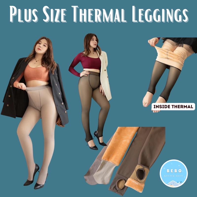 Winter Leggings Thermal kesan Transparant Plus Size