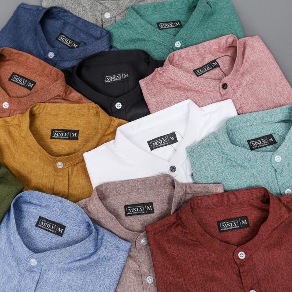 Kemeja Pria Lengan Panjang Kerah Shanghai Dusty Pink Katun Import - Dusty Pink, XL