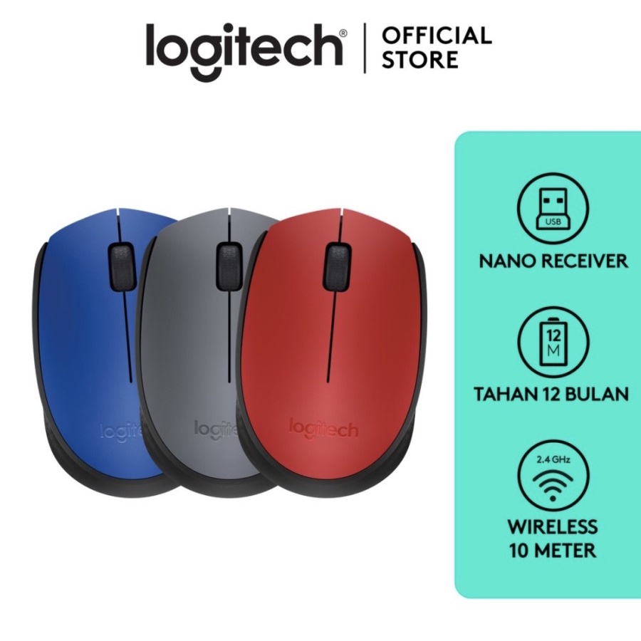 Logitech M171 Mouse Wireless untuk Windows, Mac, ChromeOS