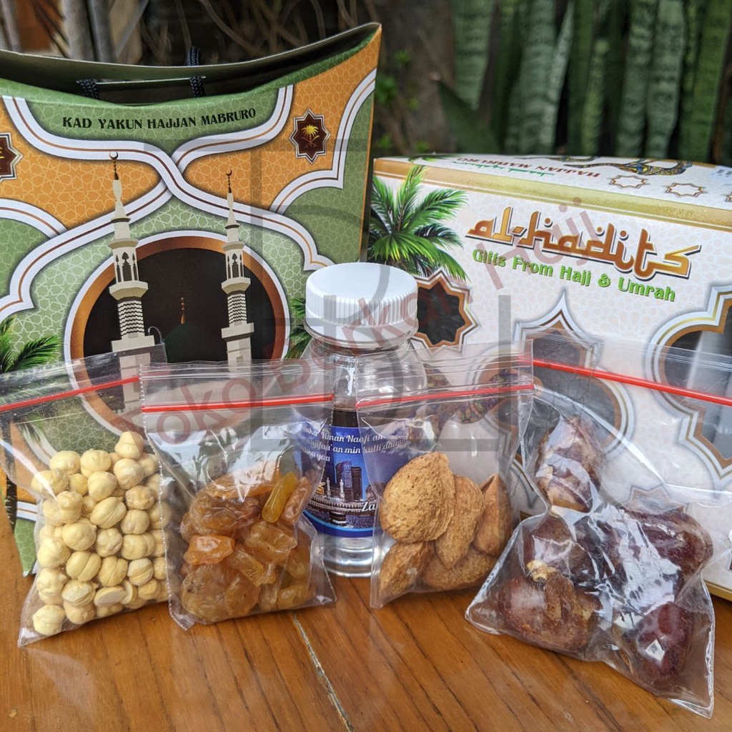 paket souvenir oleh oleh haji dan umroh + kacang almond + air zamzam / paket oleh oleh haji lengkap