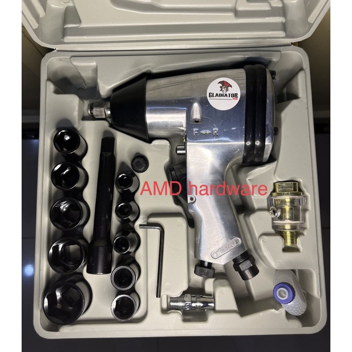 Air Impact Wrench Kit Set 1/2" alat Buka Baut sock angin kompresor NLG