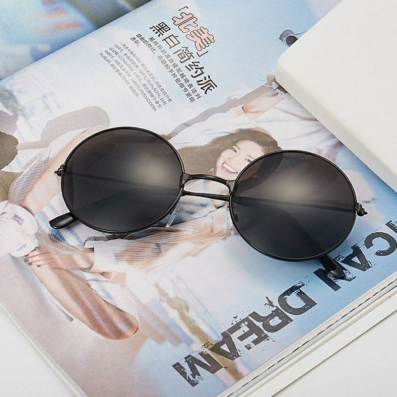 Kacamata Hitam Pria Wanita Bulat Retro K300 Vintage Metal Sunglasses Import Korea Terlaris Terbaru B