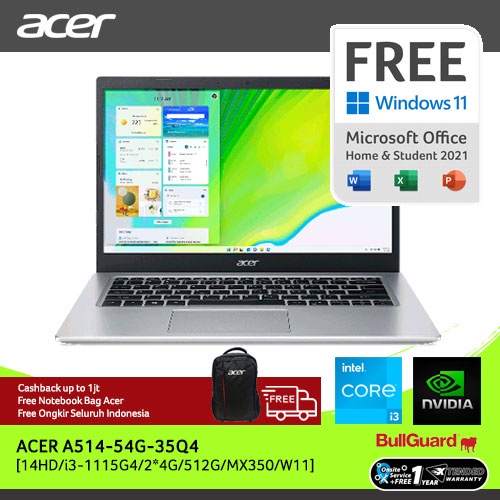 ACER ASPIRE 5 SLIM A514-54G-35Q4 14" HD I3-1115G4 RAM 8GB 512GB SSD NVIDIA GEFORCE MX350 (2 GB) PINK