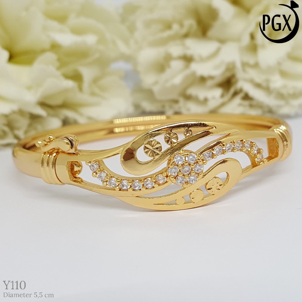 PGX Gelang Xuping Wanita Bangkok Bangle Aksesoris Perhiasan Lapis Emas - Y110