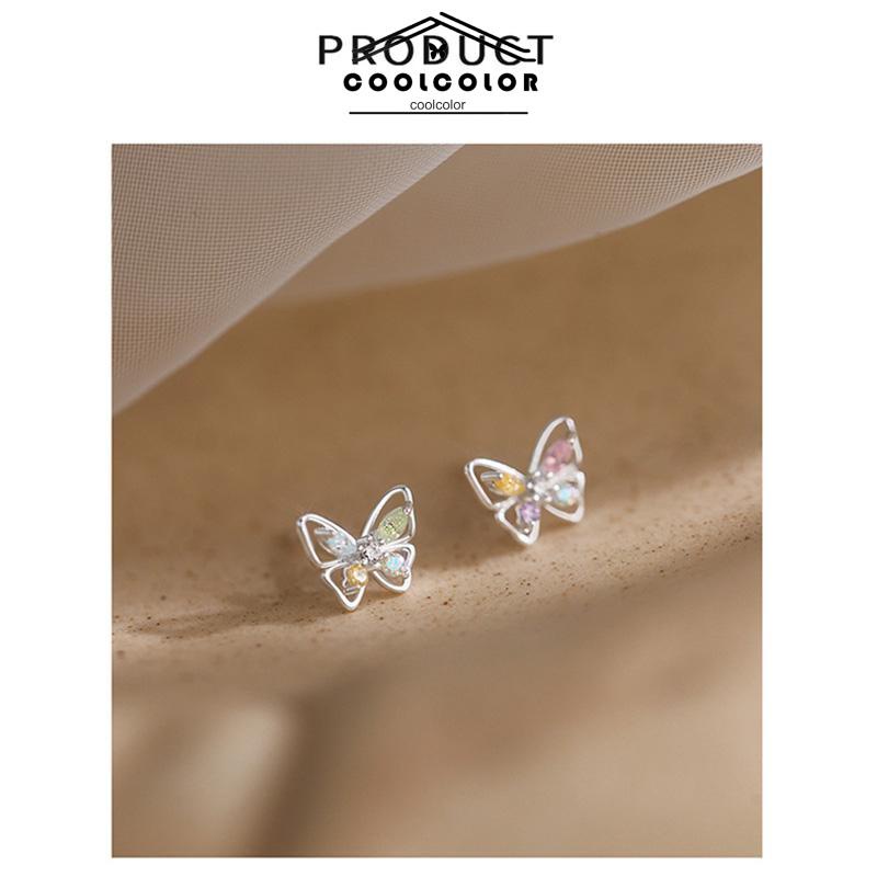 COD❤️925 Anting Kupu-kupu Perak Sterling  Anting Desain Niche Mewah Ringan Musim Panas Wanita  Sederhana- cl