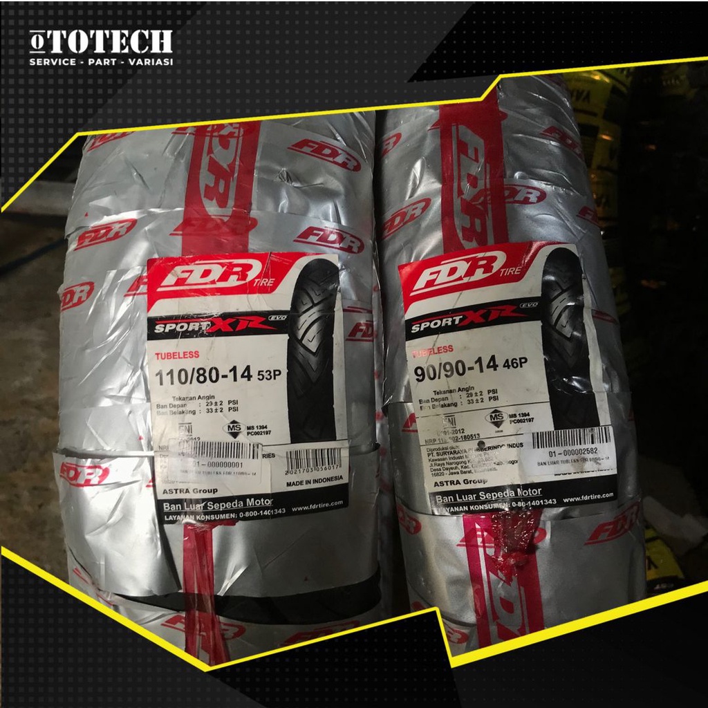 BAN LUAR TUBELESS FDR SPORT XR 90/90-14 MATIC ORIGINAL FDR SOFT COMPOUND