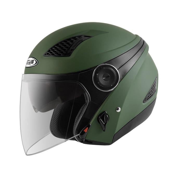 Helm Half Face Zeus 610 Green Army Matt
