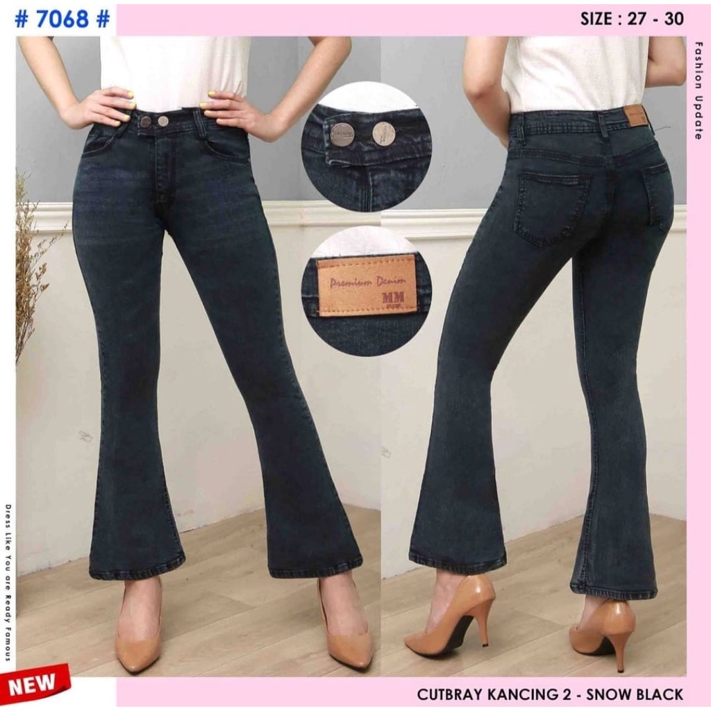 Celana Panjang Jeans Wanita Cutbray Kancing Dua 27-30 31-34 Bisa Bayar Ditempat(COD)