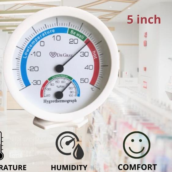 termometer ruangan /hygrometer analog 5 inch