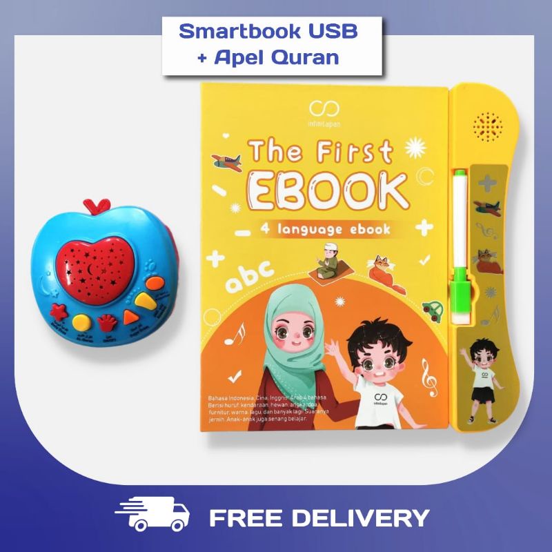 [✅COD] PAKET HEMAT USB CHANGER  MAGICBOOK 4 IN 1 + APPLE LEARNING QURAN FREE BUBBLE WRAP EBOOK + APPLE  QURAN