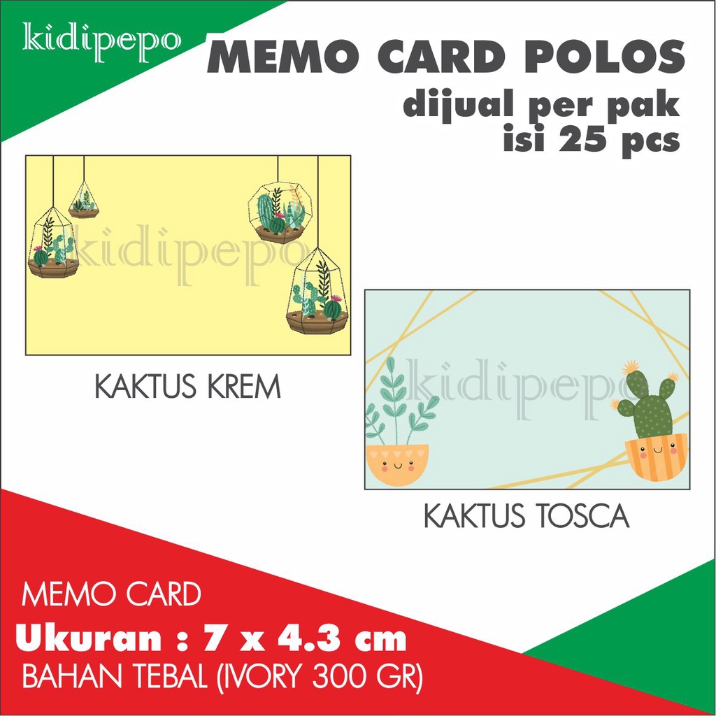 

KARTU MEMO POLOS - ISI 25 PCS