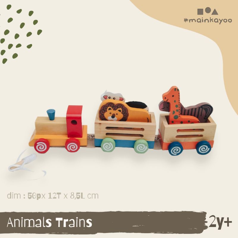Wooden Animals Train - mainan kereta keretaan balok kayu premium