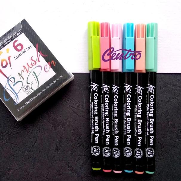 

Sakura Koi Coloring Brush Pen Set 6 Color Pastel Kuas Calligraphy